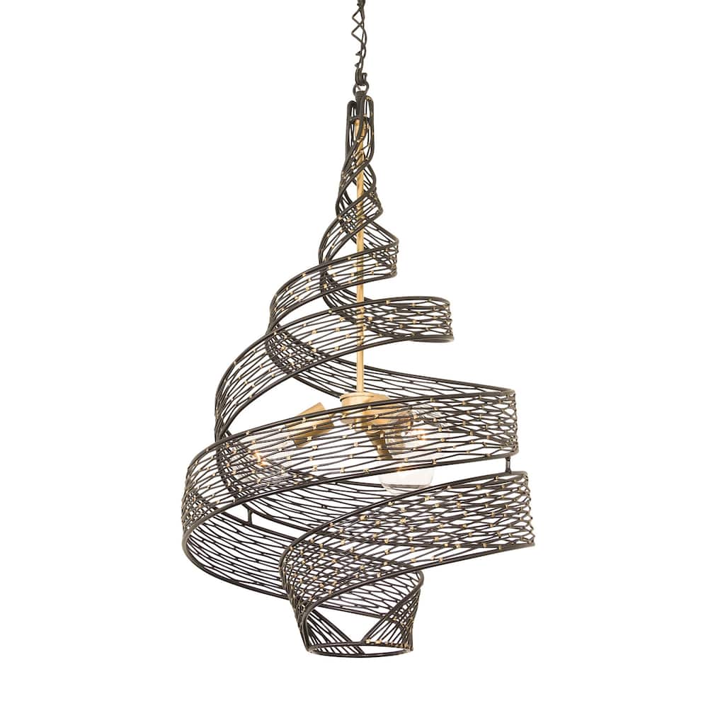 Varaluz Flow 3-Light Twist Pendant - Matte Black/French Gold