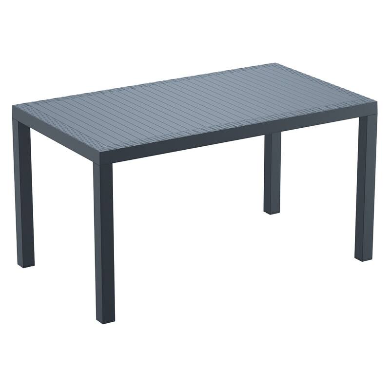 55" Gray Wickerlook Rectangular Patio Dining Table