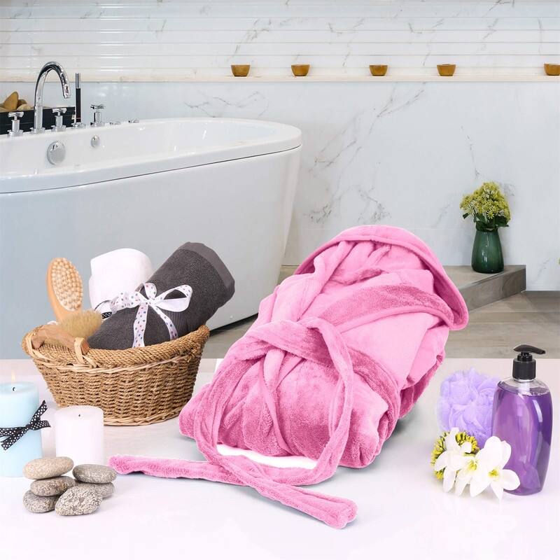 Women's Fleece Hooded Bathrobe Plush
