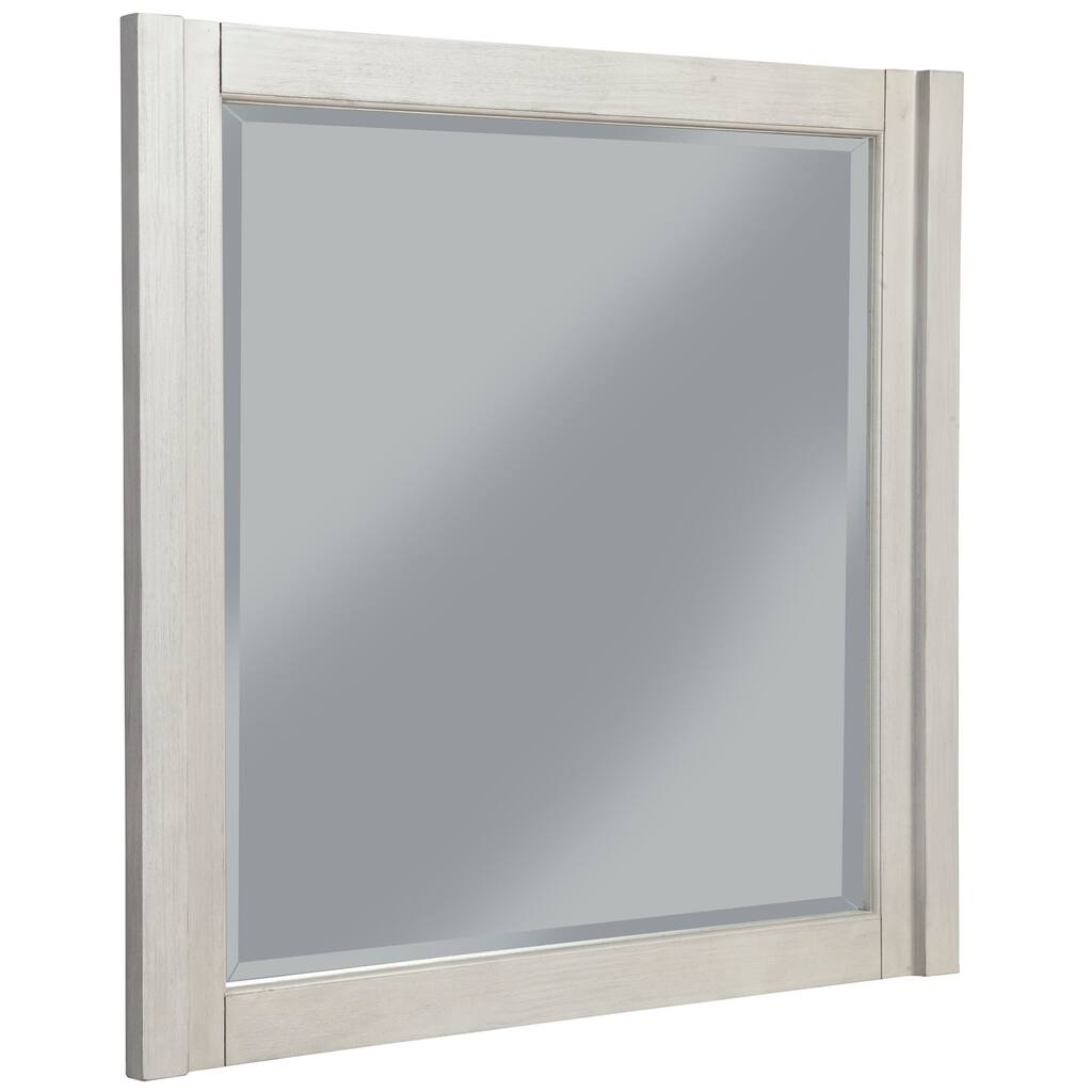Origins by Alpine Denver Wood Mirror in Light Gray - White