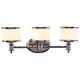 preview thumbnail 1 of 8, Carlisle 3-Light 22.25 in. W Bathroom Vanity Lighting Fixture, White Frosted Opal Glass, Dimmable LED Compatible, Reversible 22.25-in W x 8-in H x 7.5-in D - Chrome