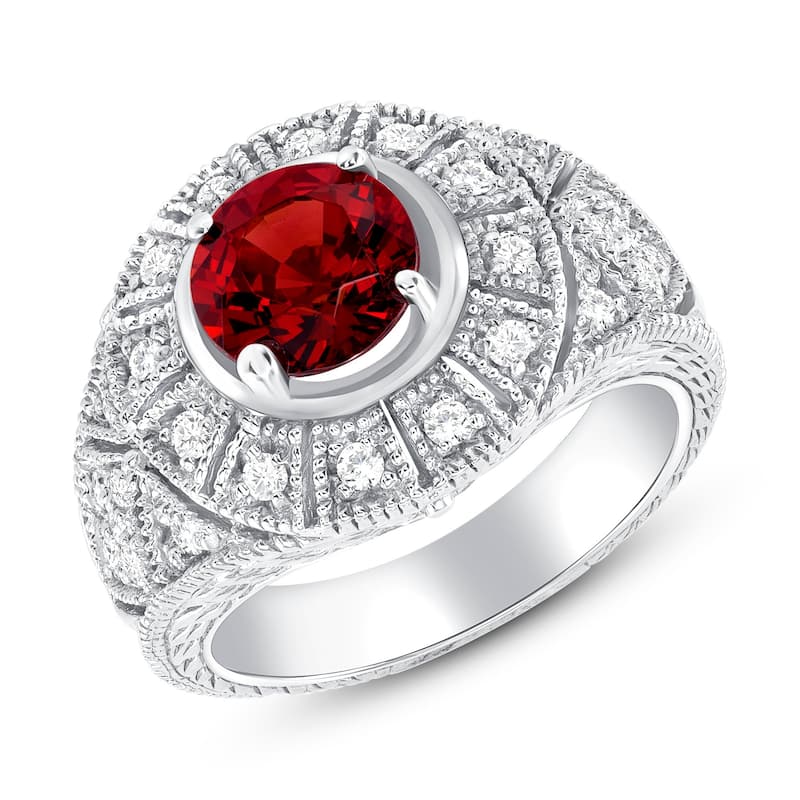 1.86 ct Spessartite Garnet and Diamond Ring in 14k White Gold