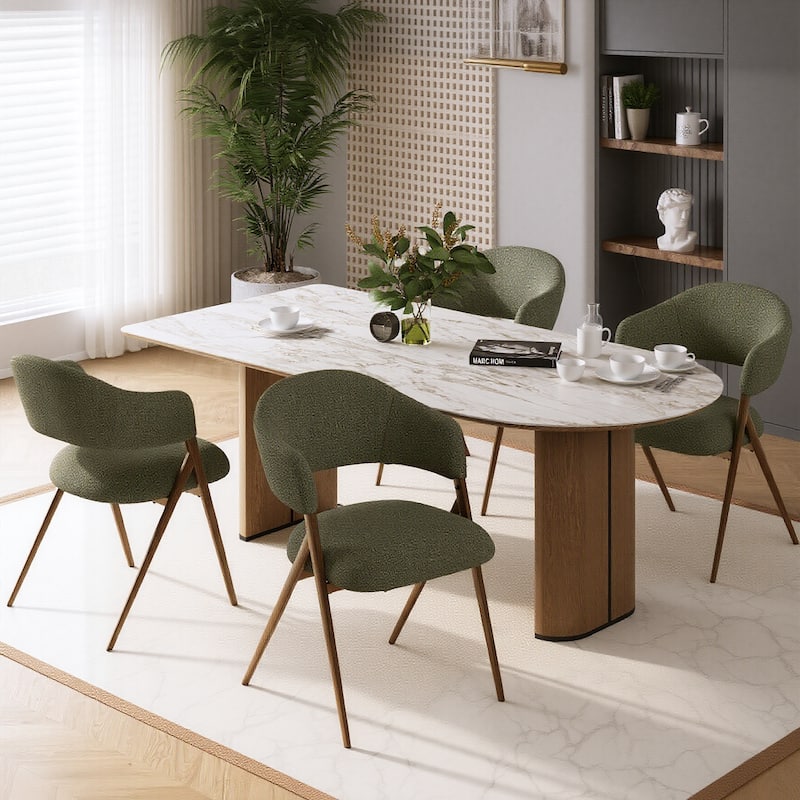 Modern Reclining Dining Chairs， 135° Back & 18.9" Wide Seat with Thick Cushion - Set of 4 - Green