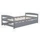 preview thumbnail 11 of 22, Twin Size Platform Bed with Twin Size Trundle, Solid Pine Wood + MDF Construction, Includes Headboard, Footboard, Grey