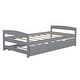 preview thumbnail 5 of 8, Twin Size Platform Kids Bed with Twin Size Trundle, Solid Pine Wood Frame, No Box Spring Needed, Headboard and Footboard, Grey