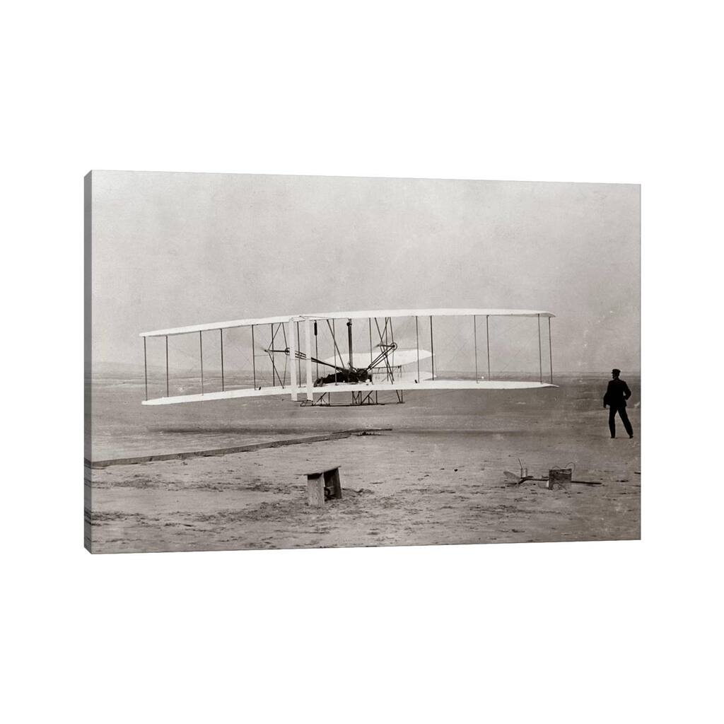 iCanvas "1903 Wright Brothers' Plane Taking Off At Kitty Hawk North Carolina USA" by Vintage Images Canvas Print
