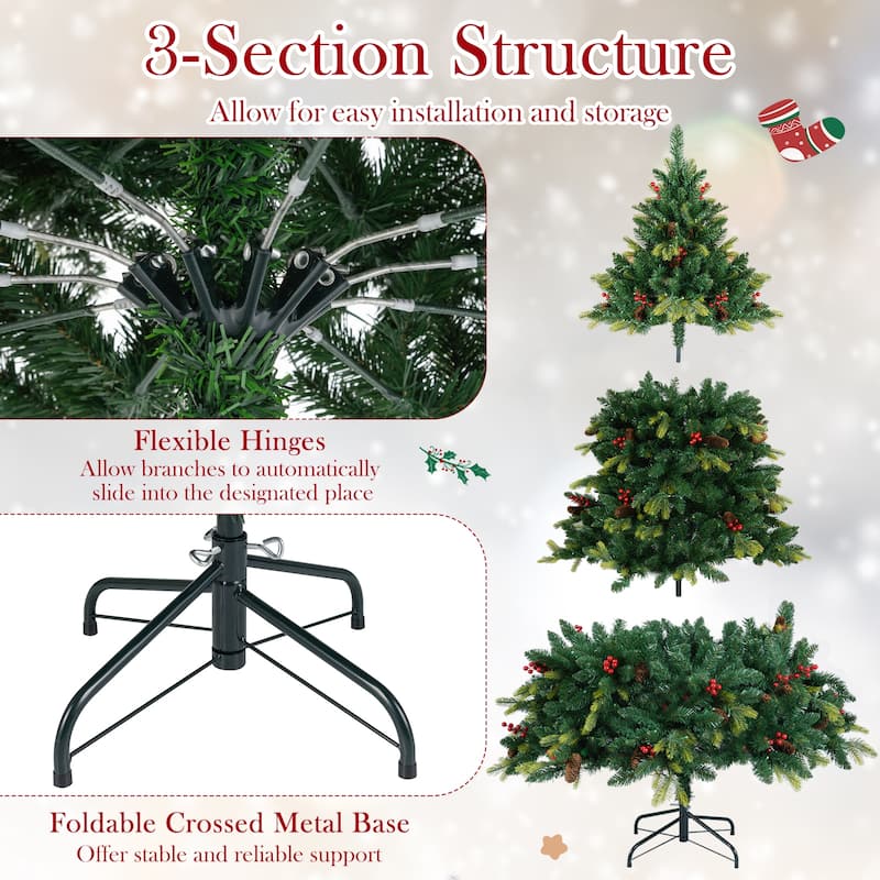 Gymax Smart Pre-Lit Artificial Christmas Tree w/ Remote Control