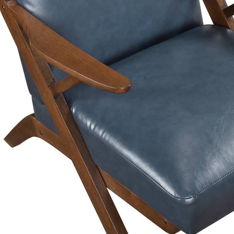 Rhys 26.5" Faux Leather Accent Chair - Solid Rubberwood Frame