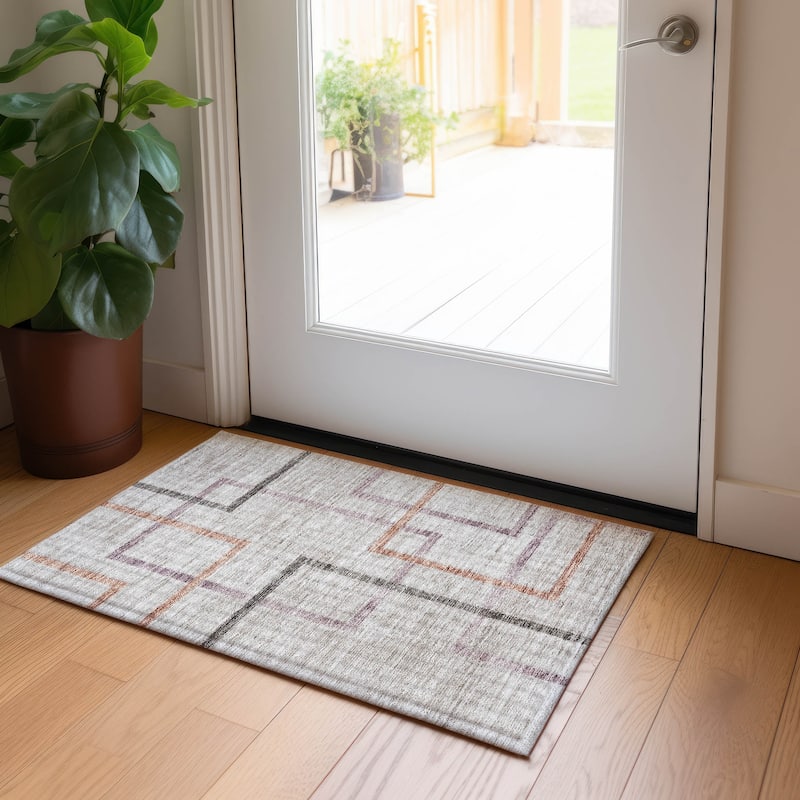 Machine Washable Indoor/ Outdoor Chantille Contemporary Geo Rug