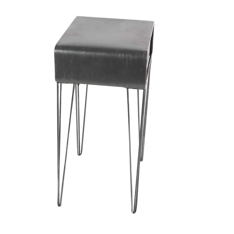 Metal Single Drawer Side End Accent Table - Black - Roche River Decor
