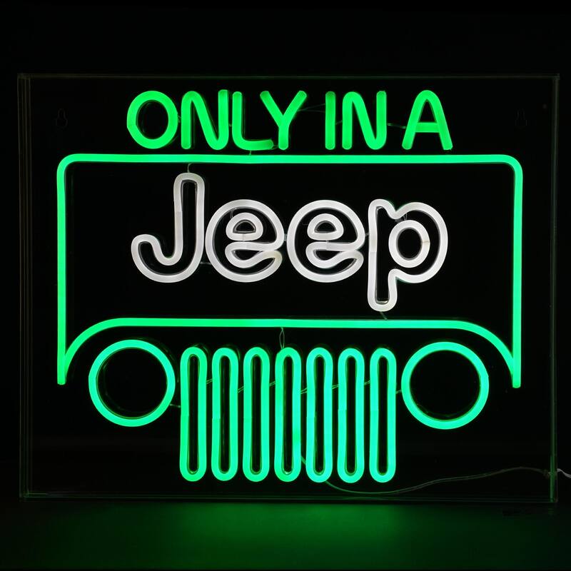 Licensed Only In A Jeep Acrylic LED Wall Decor Sign - 20" x 16" - 20" x 16" - 20" x 16" - Green