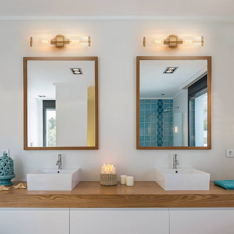 Starsky 2-Lights Modern Bathroom Vanity Light Wall Sconce with Glass Shade