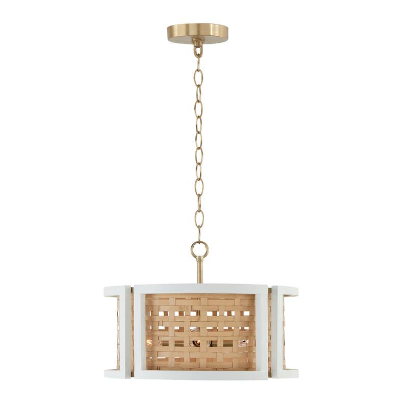 Lola 4-light Flat White/ Matte Brass Convertible Pendant/ Semi-Flush Mount