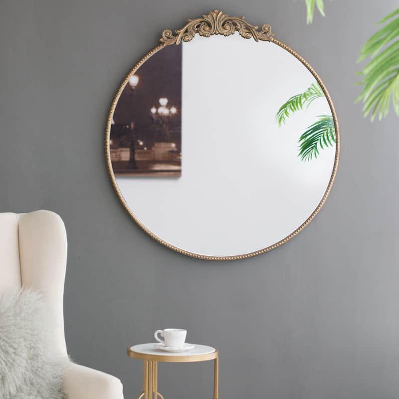 36" x 39" Classic Design Mirror with Round Shape - Gold