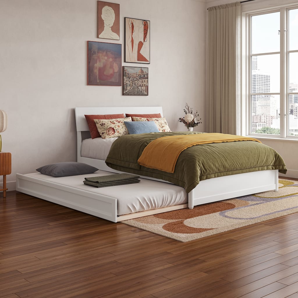 Norla Wood Platform Bed with Trundle