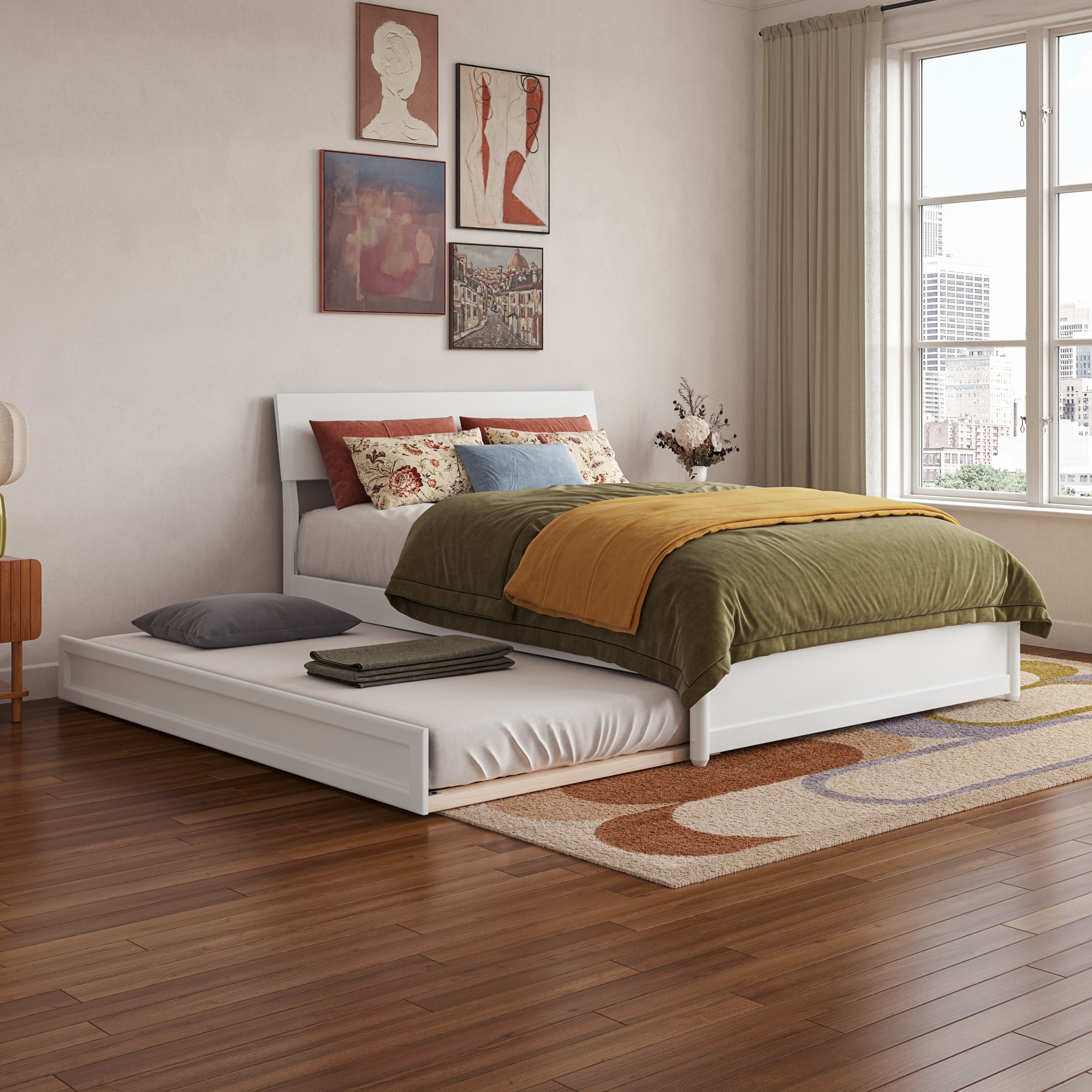 Norla Wood Platform Bed with Trundle