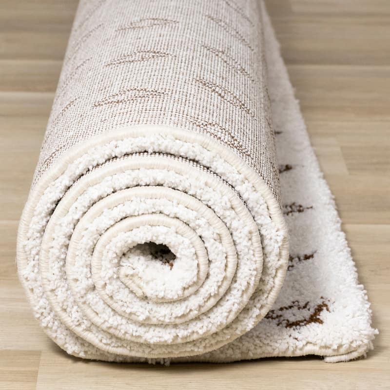 Shiloh Collection - Cream Rust Diamonds Super Soft Thick Area Rug