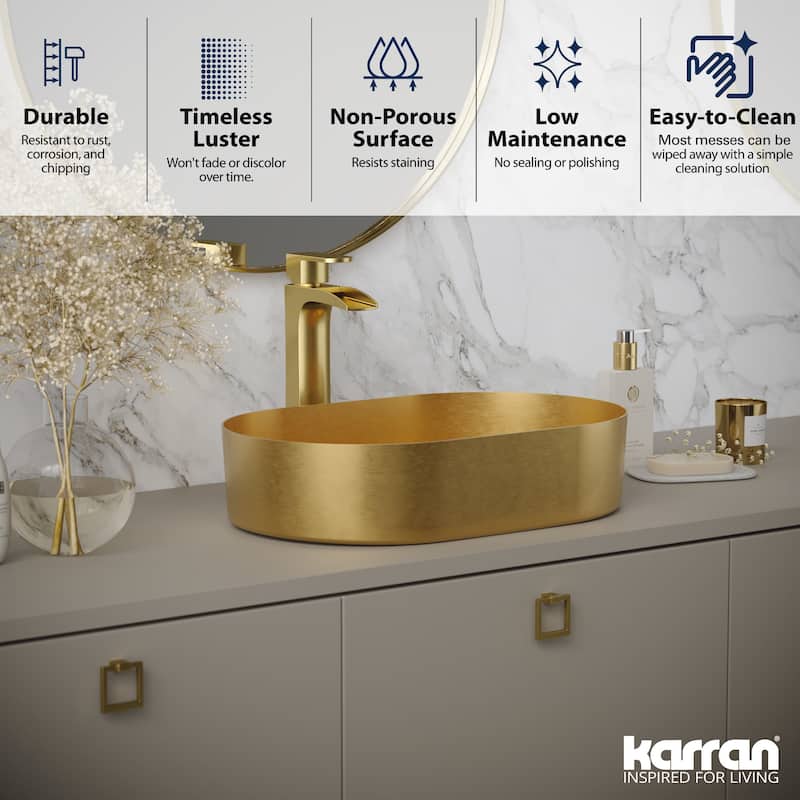 Karran USA CCV400 Cinox 21-5/8" Oval Stainless Steel Vessel Bathroom
