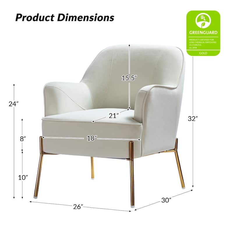 Marina Modern Velvet Accent Chair with Golden Legs Set of 2 by HULALA HOME