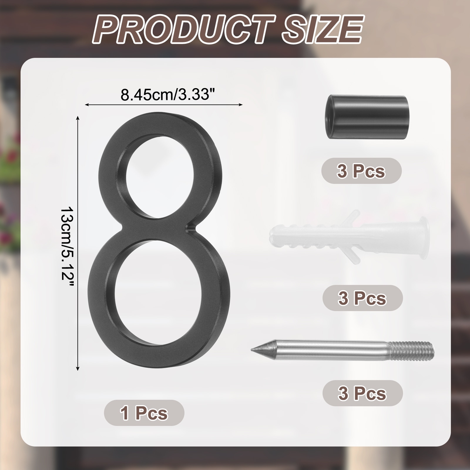 Floating House Numbers, Solid Aluminum Modern Address Number for Outside with Nail for Home Street Office Mailbox - Silver