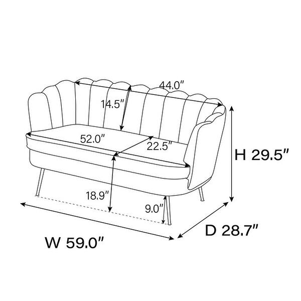 Modern TwoSeater Sofa, Gold Metal Legs with Adjustable Glides, Boucle