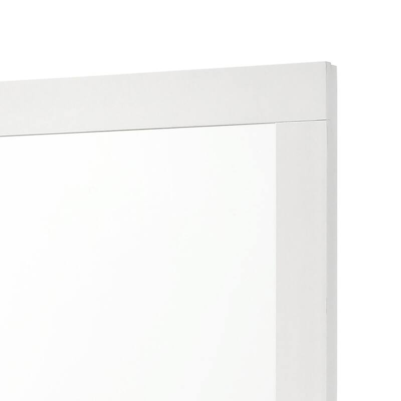 Caer Dresser Mirror, White Wood Frame with Beveled Glass, 35 Inch