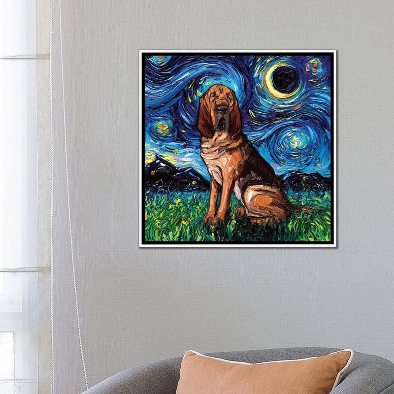 iCanvas "Bloodhound Night" by Aja Trier Framed Canvas Print