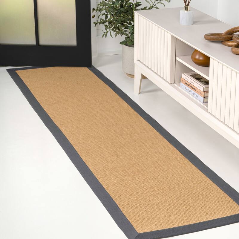 Camden Farmhouse Cottage Border Jute Area Rug