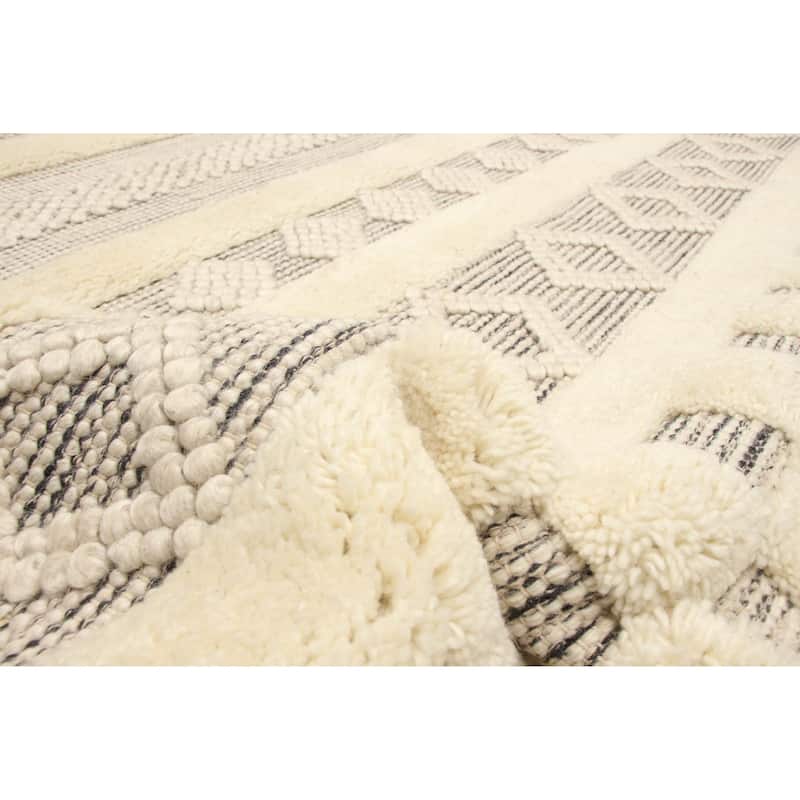 ECARPETGALLERY Braid weave Sienna Cream Wool Rug - 5'0 x 7'6