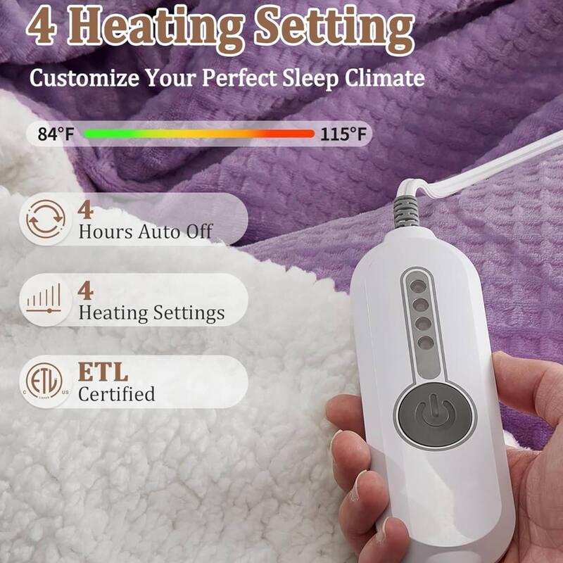 Electric Waffle Fast Heating Flannel Blanket, Purple