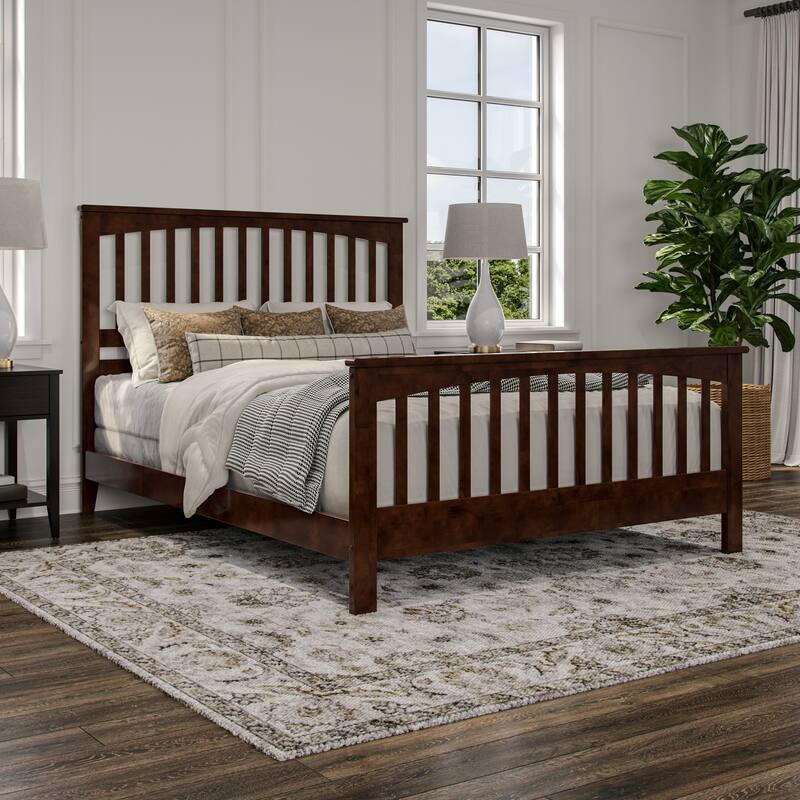 Brooklyn Foundation Bed Frame with Matching Footboard - Walnut - Queen