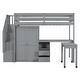 preview thumbnail 49 of 110, Twin/Full Size Loft Bed with Storage Staircase, Wardrobe and Desk, Solid Wood Loft Bedframe with 2 Storage Drawers and Shelves
