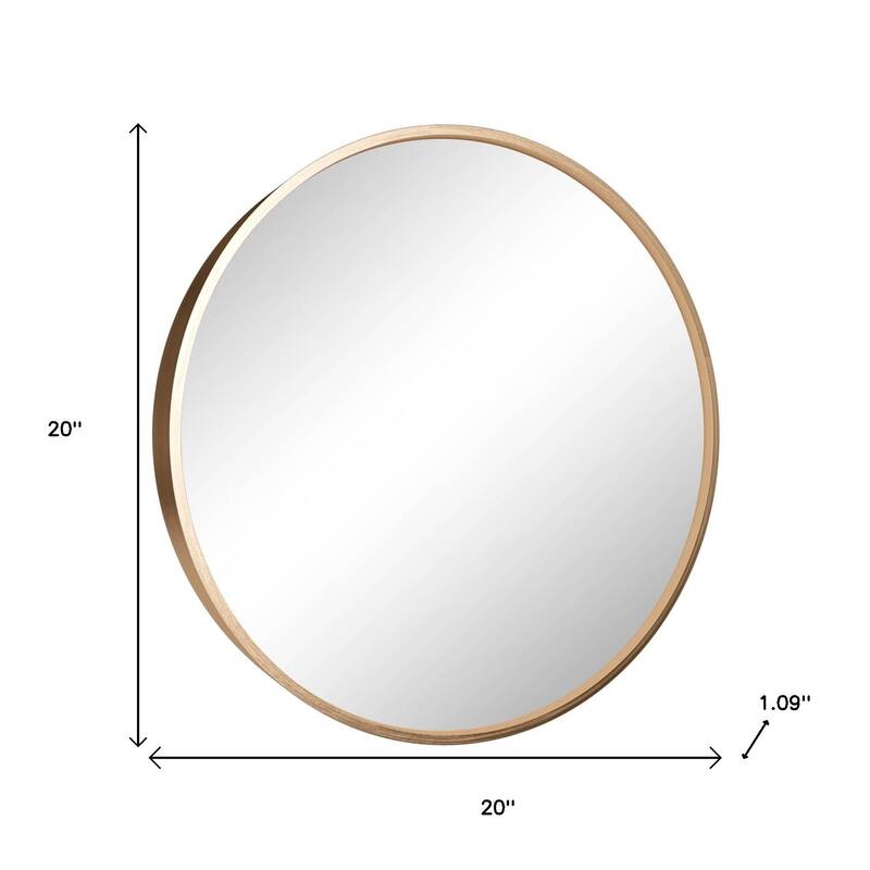 HomeRoots 20" Gold Round Metal Framed Accent Mirror - 20.00 in. x 20.00 in. x 1.09 in.