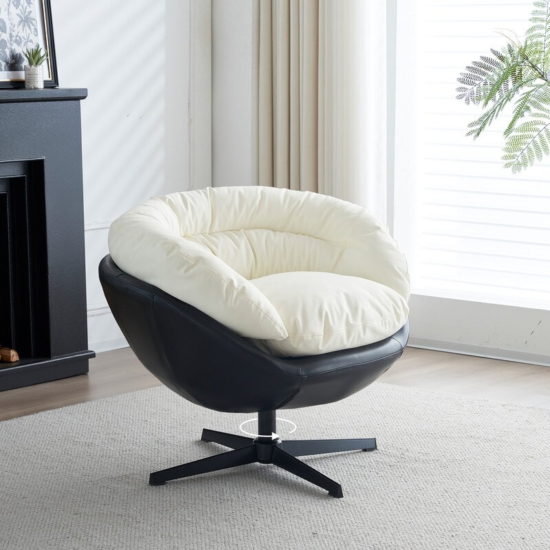 Mid Century Modern Swivel Barrel Chair Comfy Sofa Chair for Living