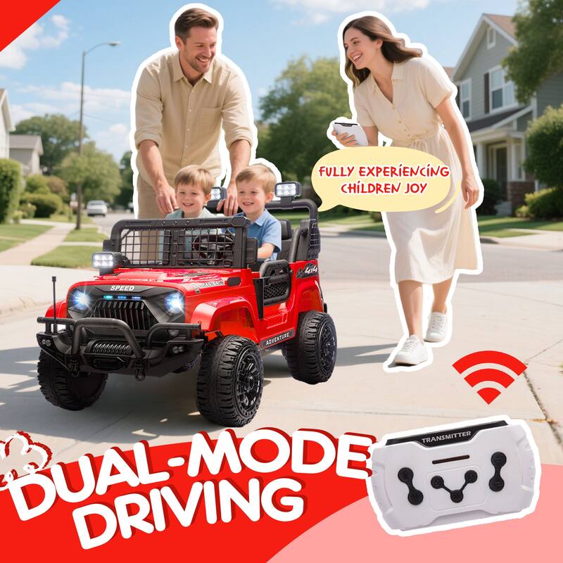 24V 2-seater Kids Ride On Electric Truck Car W/Parents Control, 2wd, Four-wheel Suspension, 8.66in Ground Clearance