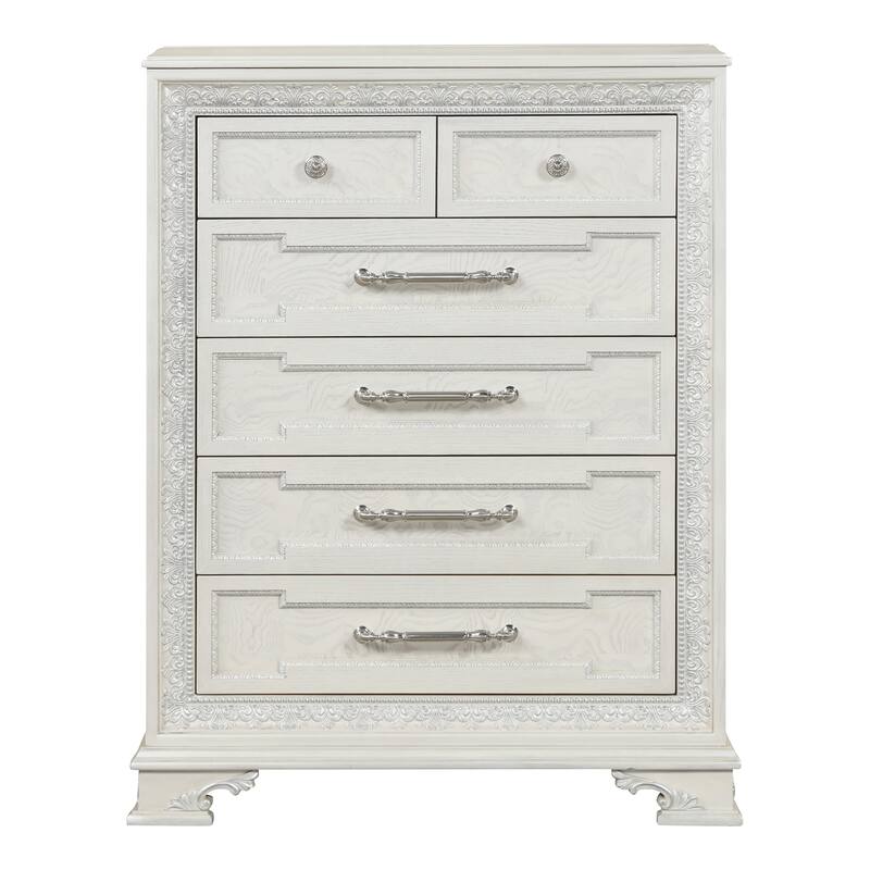 Furniture of America Fornan Traditional Cream White Solid Wood 5-Drawer Chest