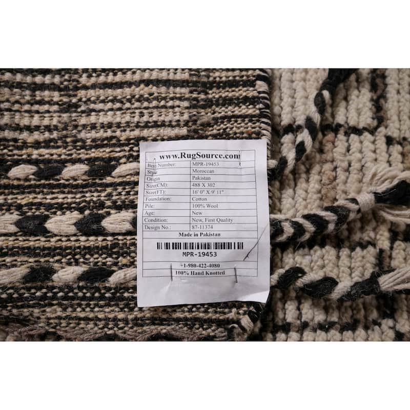 All-Over Trellis Moroccan Large Oriental Rug Hand-Knotted Wool Carpet - 9'11"x 16'0"