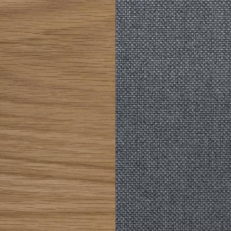 Set of 2 Blue Fabric Upholstered Dining Chairs, Brown