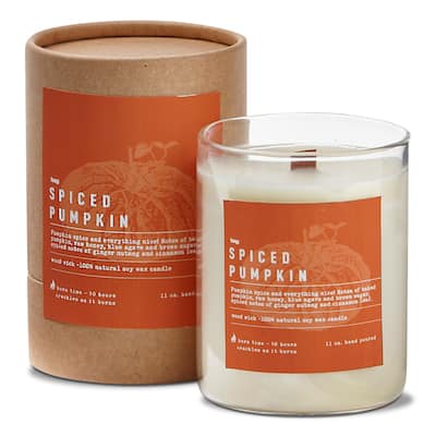 Pumpkin Pie Spice Candle - 11oz Ivory Soy Wax Jar, 50hr Burn Time, Perfect for Fall Harvest Decor