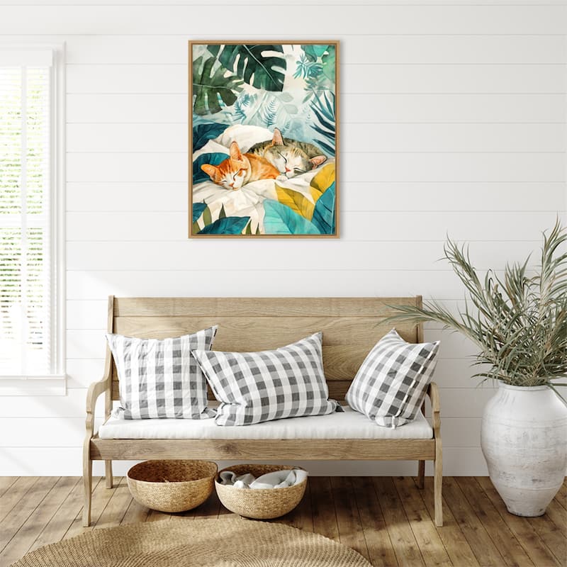 Cats Lives Napping by Justyna Jaszke Framed Canvas Wall Art