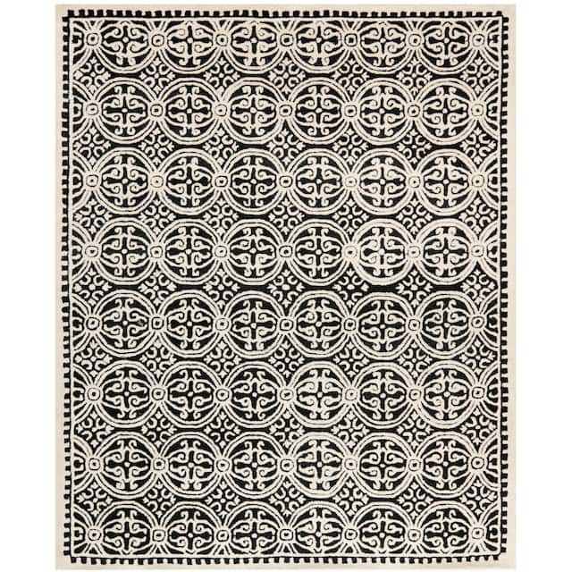 SAFAVIEH Handmade Cambridge Myrtis Moroccan Wool Rug - 11' x 15' - Black/Ivory