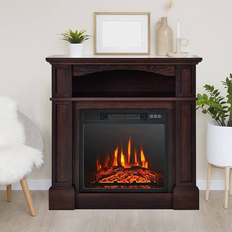 32 Inch 1400W Electric TV Stand Fireplace with Shelf - 13" x 32" x 31"(L x W x H)