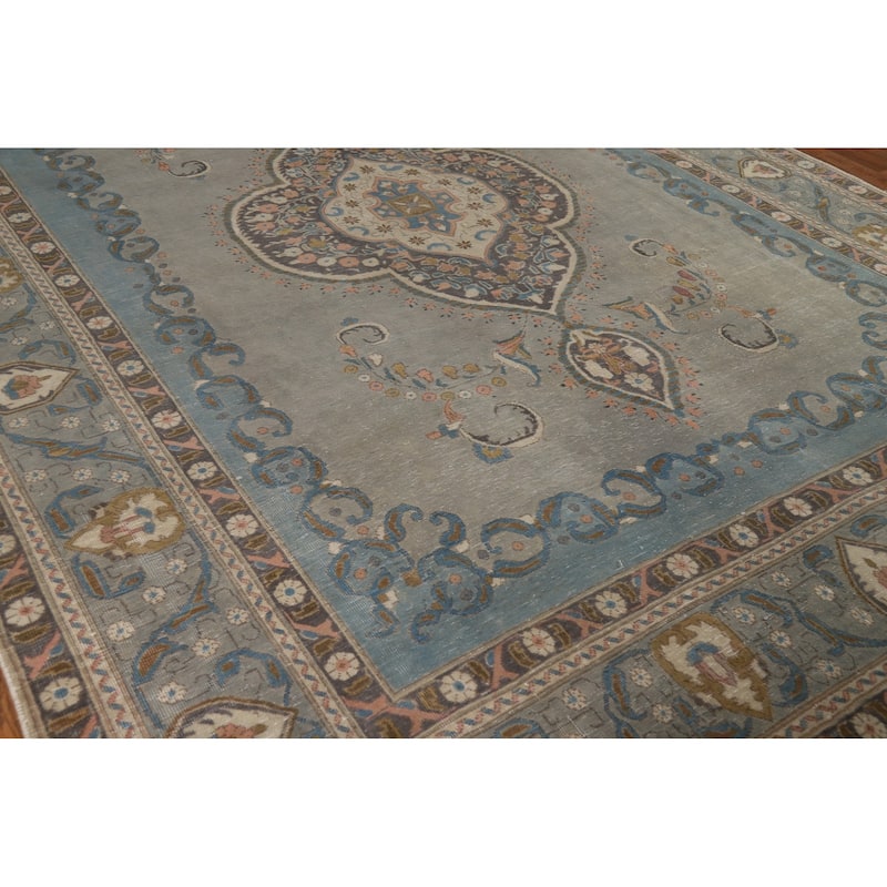 Tabriz Persian Vintage Area Rug Hand-Knotted Bedroom Wool Carpet - 9'7" x 12'9"