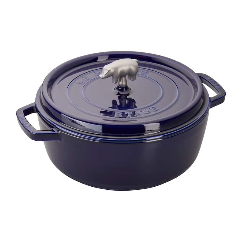 STAUB Cast Iron 6-qt Cochon Shallow Wide Round Cocotte