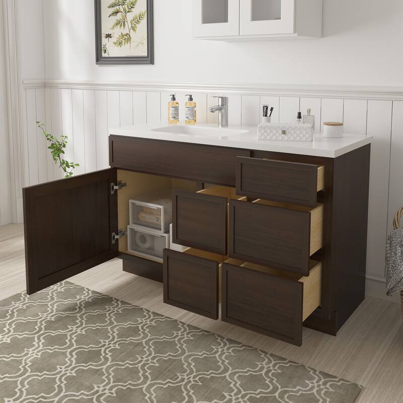 Vanity Art 51" Birch Freestanding Bathroom Vanity Cabinet without Top