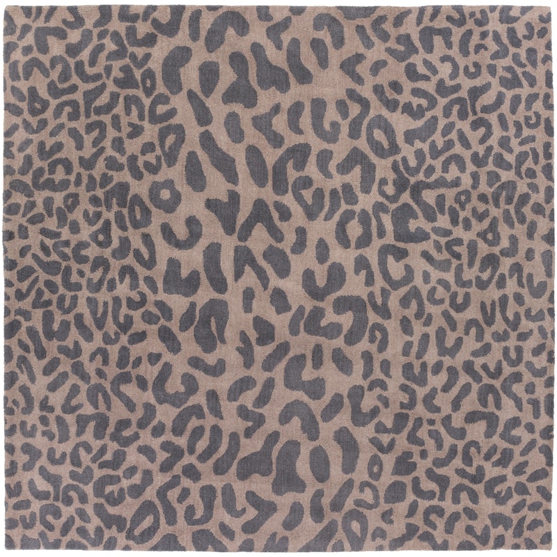 Hand-tufted Jungle Animal Print Square Wool Area Rug