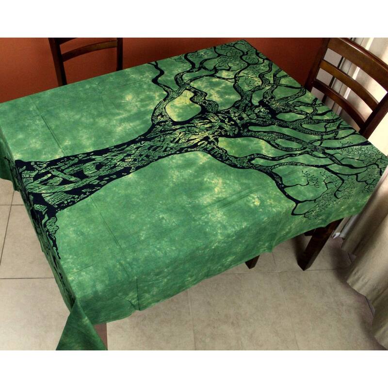 Cotton Celtic Tree of life Tablecloth Rectangle with Fringes