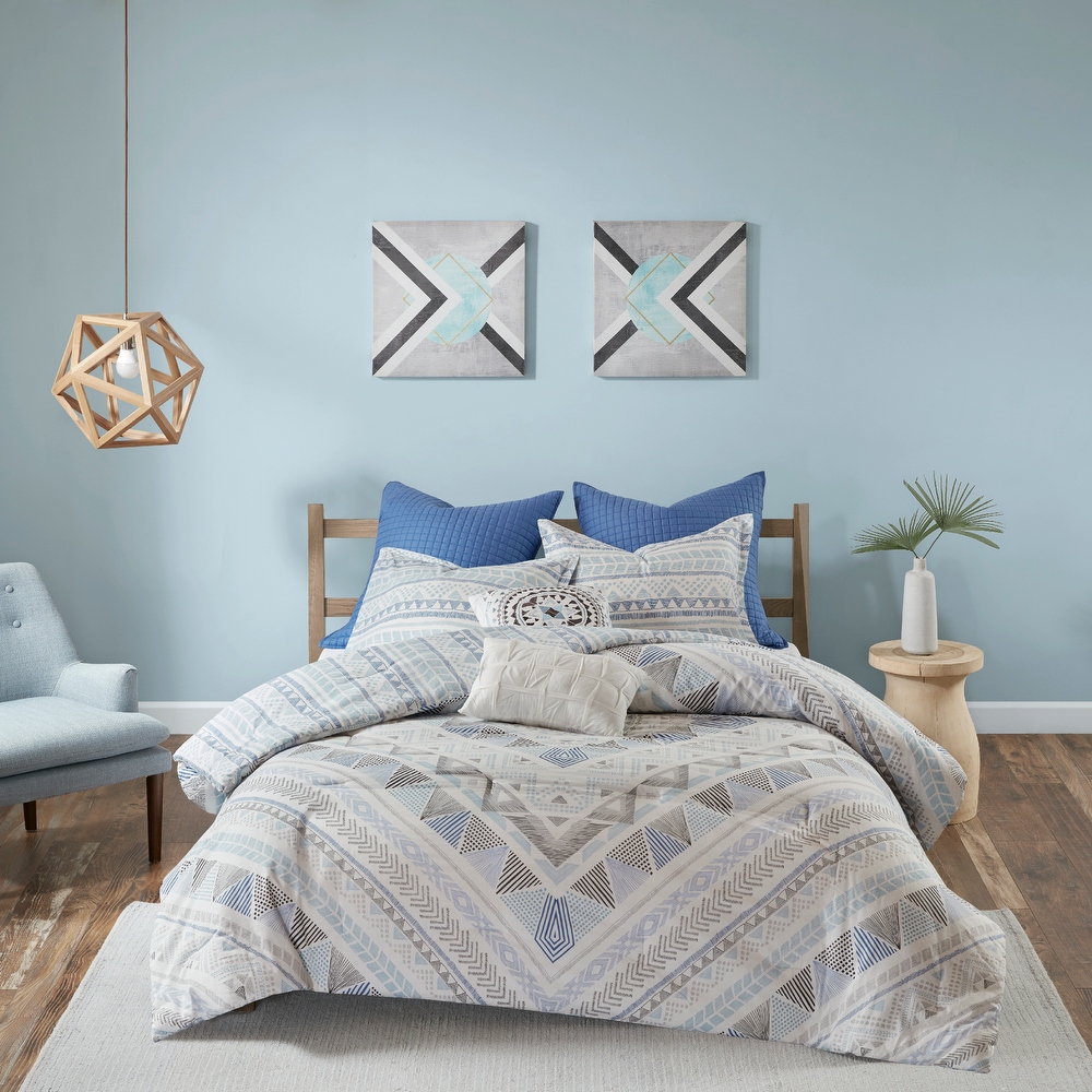 Urban Habitat Roxanne Blue 7-piece Cotton Reversible Comforter Set