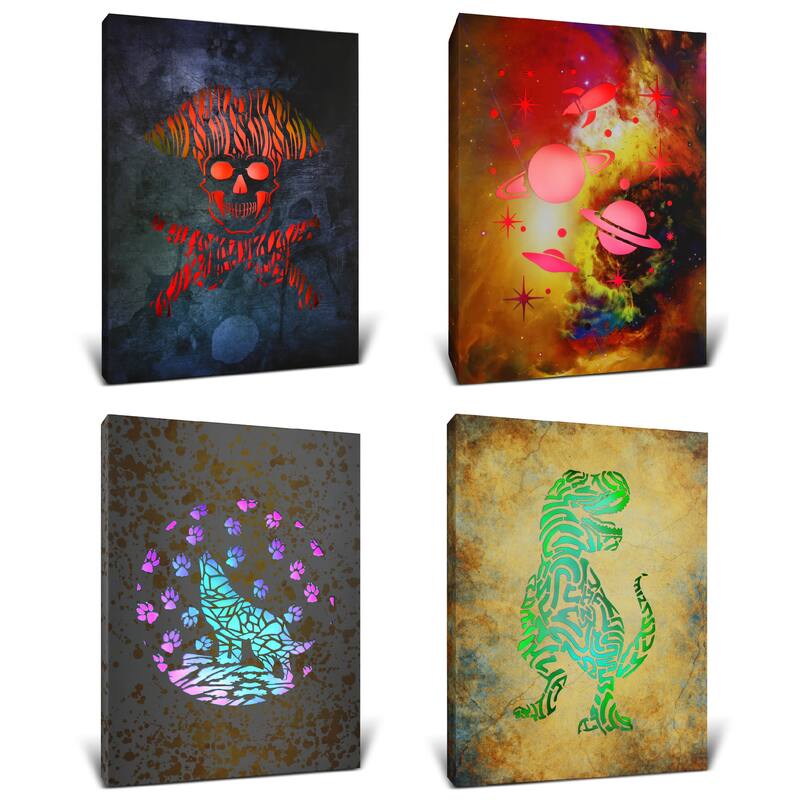 CoTa Global Pirate, Space, Wolf, and Dinosaur Light Up LED Wall Art - 16 x 12 x 0.2 inches
