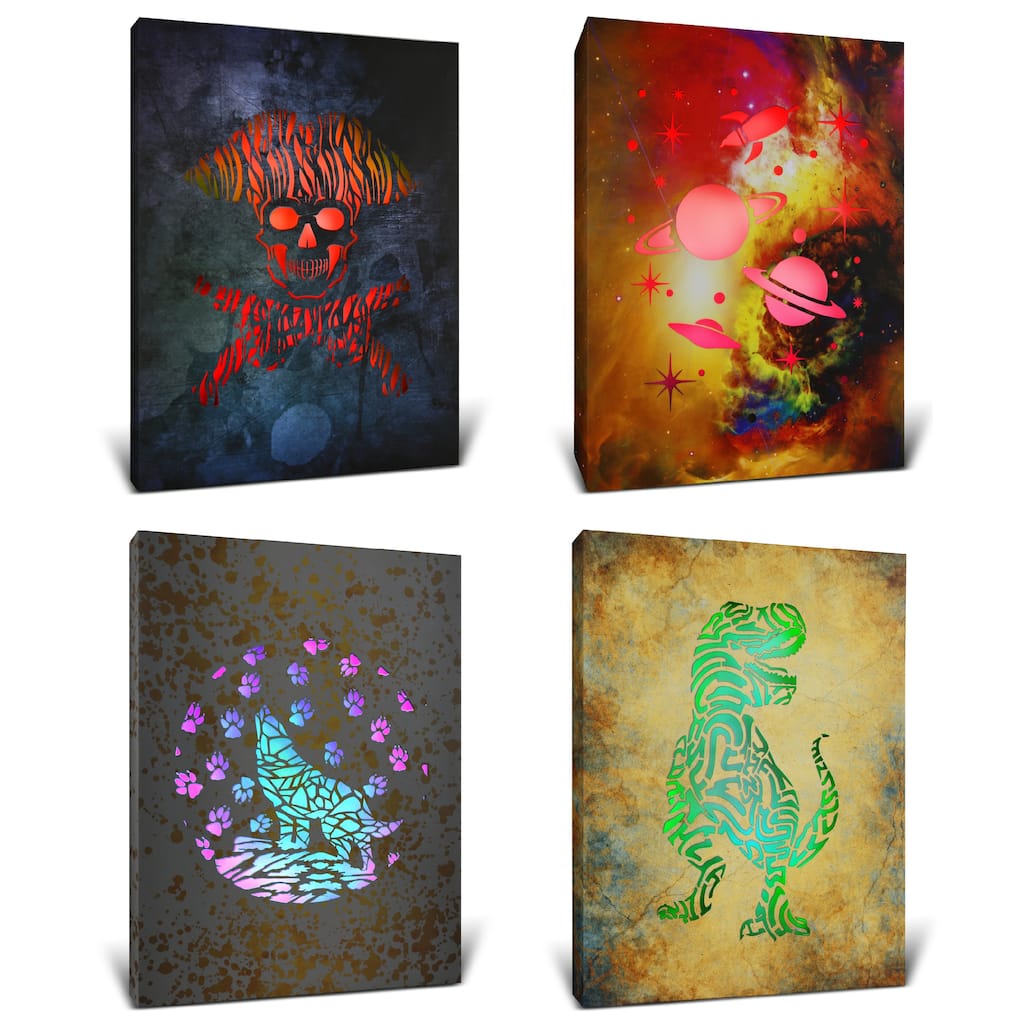 CoTa Global Pirate, Space, Wolf, and Dinosaur Light Up LED Wall Art - 16 x 12 x 0.2 inches